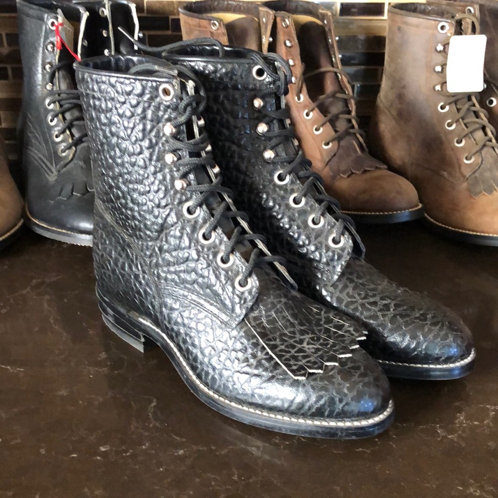NEW Old Stock‎ pebble print Justin black roper boots